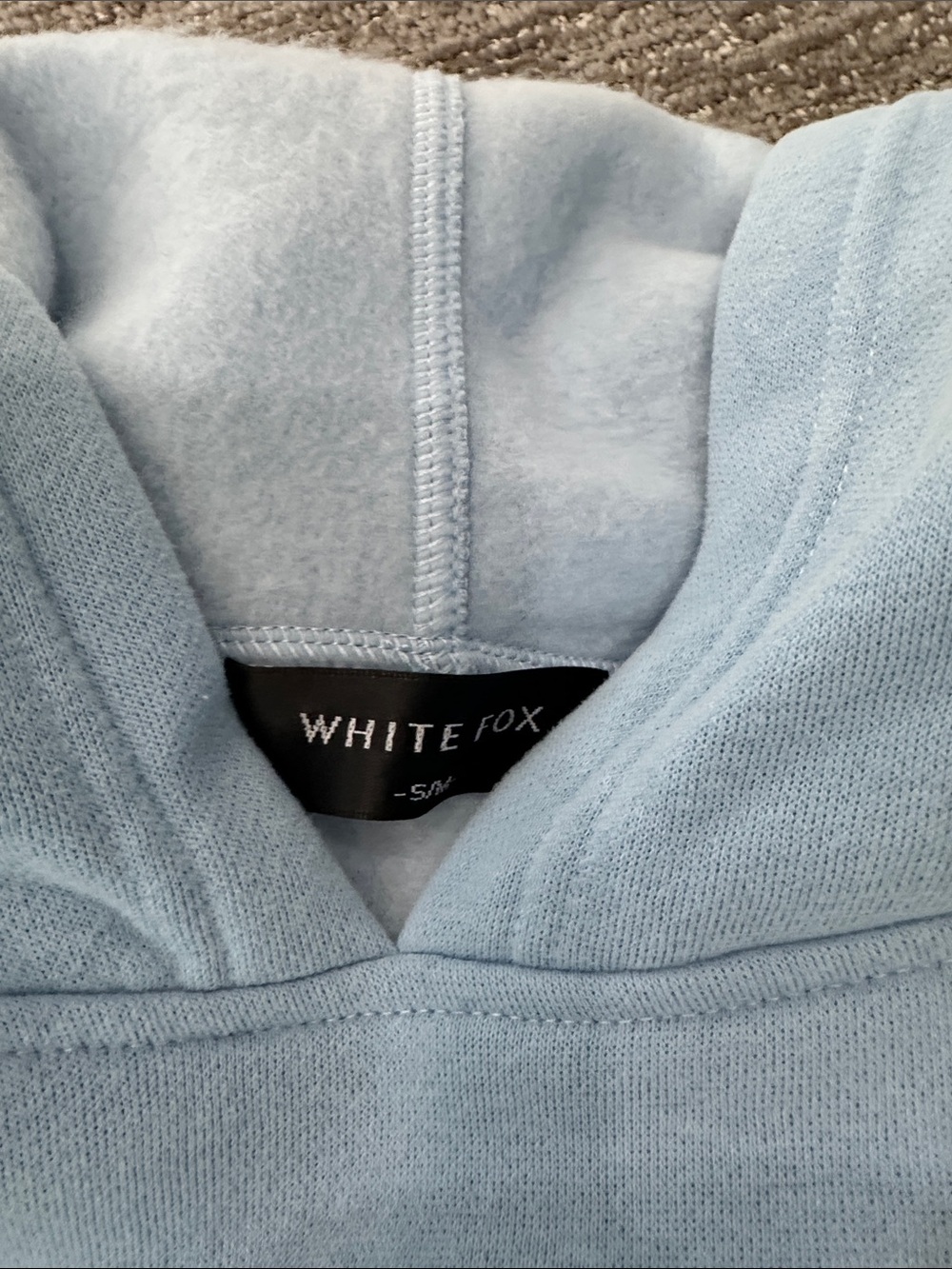White Fox Light Blue Hoodie with Pink Script Logo - Picture 2 of 5